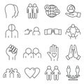 No to racism icons set, outline style