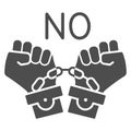 No to shackles symbol solid icon, Black lives matter concept, No violence against blacks sign on white background