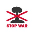 No to War. A call to stop war. A crossed out image of a nuclear explosion. Vector illustration Royalty Free Stock Photo
