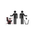 No toilet icon, No littering in toilet sign. Vector illustration, flat design Royalty Free Stock Photo