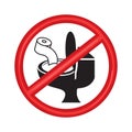 No toilet littering sign vector illustration on white background. Wc litter sign. Please do not litter in toilet