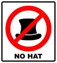 No Top hat sign. Vector illustration, text in red circle