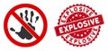 No Touch Hand Icon with Distress Explosive Seal Royalty Free Stock Photo