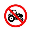 No Tractor Allowed Road Sign. No Tractor Sign Or No Parking Sign.
