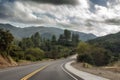 No traffic on famous Mulholland highway in Southern California. Royalty Free Stock Photo