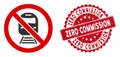 No Train Icon with Scratched Zero Commission Seal