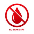 No trans fat sign,oil free sign isolated on white background