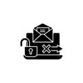 No transmission via email black glyph icon