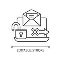 No transmission via email linear icon