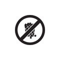 No trash bin, prohibited sign icon