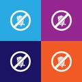 No trash bin, prohibited sign illustration icon on multicolored background