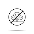 No tree, breadfruit icon. Simple thin line, outline vector of tree ban, prohibition, embargo, interdict, forbiddance icons for ui