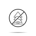 No tree, larch icon. Simple thin line, outline vector of tree ban, prohibition, embargo, interdict, forbiddance icons for ui and