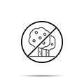 No tree, lemon icon. Simple thin line, outline vector of tree ban, prohibition, embargo, interdict, forbiddance icons for ui and Royalty Free Stock Photo