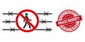 No Trespassing Fence Icon With Textured Private Property Stamp