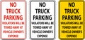 No Truck Parking Violators Towed Sign On White Background Royalty Free Stock Photo