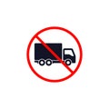 No trucks sign. Truck prohibition sign, vector illustration