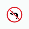 No Turn Left Symbol. Return Prohibition Icon - Vector. Royalty Free Stock Photo