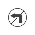 No turn left vector icon