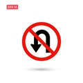 No turn sign vector isolated