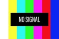 No tv signal screen. color test vector. television broken background. retro technical bars. malfunction pattern. difficulties Royalty Free Stock Photo