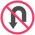 No U turn icon, prohibition sign vector illustration