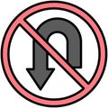 No U turn icon, prohibition sign vector illustration