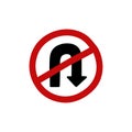 No u-turn sign doodle icon, vector color line illustration Royalty Free Stock Photo