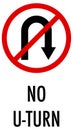 No u-turn sign on white background