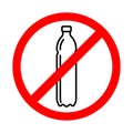 No use of plastic containers sign. Bright warning icon, restriction sign on a white background