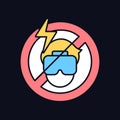 No using if headset causes headache RGB color manual label icon for dark theme