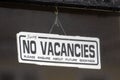 No Vacancies Sign in an Accommodation Window in the UK Royalty Free Stock Photo