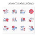 No vaccination color icons set