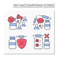 No vaccination color icons set
