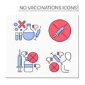 No vaccination color icons set