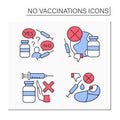 No vaccination color icons set