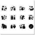 No vaccination glyph icons set
