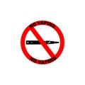 NO VAPING ALLOWED sign. Flat icon in red circle Royalty Free Stock Photo