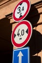 No vehicles wider than indicated and No vehicles taller than indicated Royalty Free Stock Photo