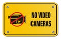 No video cameras yellow sign - rectangle sign