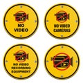 No video recording eqipment signs - cyrcle sign