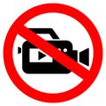 No video recording prohibition vector sign Royalty Free Stock Photo