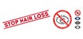 No Vision Mosaic and Scratched Stop Hair Loss Seal with Lines Royalty Free Stock Photo