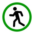 No walk icon access for pedestrians prohibition sign, vector illustration. No pedestrian sign