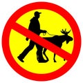 No walking pet moose warning sign vector graphical