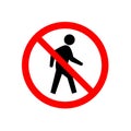 No walking sign isolated on white background