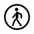 No walking sign. Prohibited black road sign isolated on white background. Pedestrian sign. Stop entry symbol for