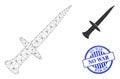 No War Grunge Seal and Web Carcass Sword Vector Icon