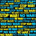 No war lettering newspaper grunge background. Vector image.