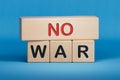 NO WAR symbol. Wooden blocks with words 'NO WAR'. Royalty Free Stock Photo